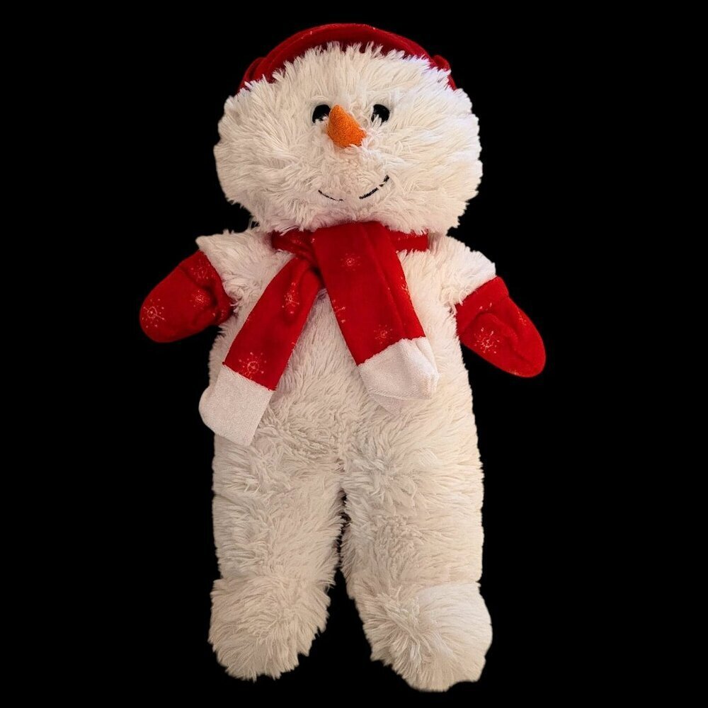 Kellytoy Plush Snowman Stuffed Toy Red Hunter Hat Scarf Carrot Nose 2016